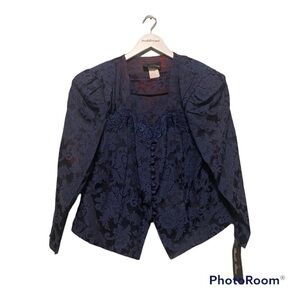 NWT Vintage David Rose Winter Blue Jacquard Blazer | Size 16W